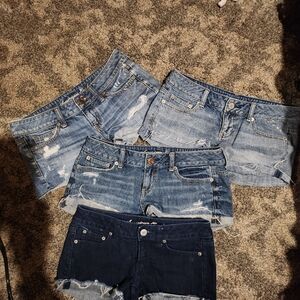 Lot of 4 American eagle Jean  shorts! Size 2 and 4
